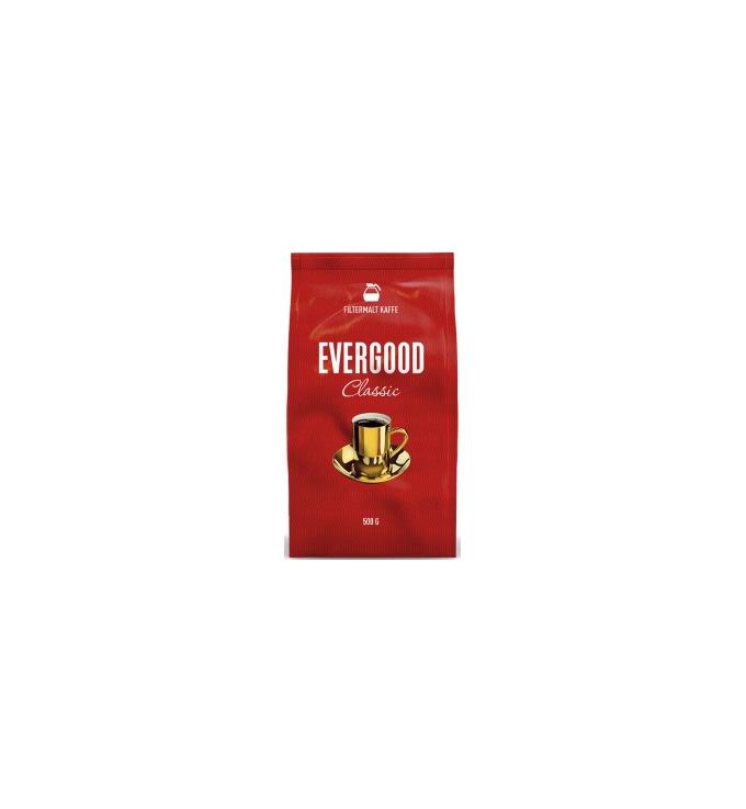 767763 Evergood 1809607 Kaffe EVERGOOD filtermalt 500 gr Fyldig aromatisk kaffe med fin ettersmak
